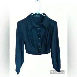 Cider Western Outfits Linen-Blend Crop blouse